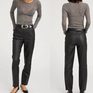 SPRWMN leather five pocket cropped pants trousers black size medium NWOT